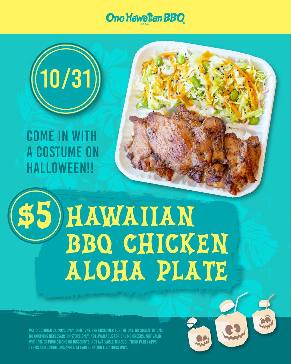 Celebrate Halloween at Ono Hawaiian BBQ With a 5 Hawaiian